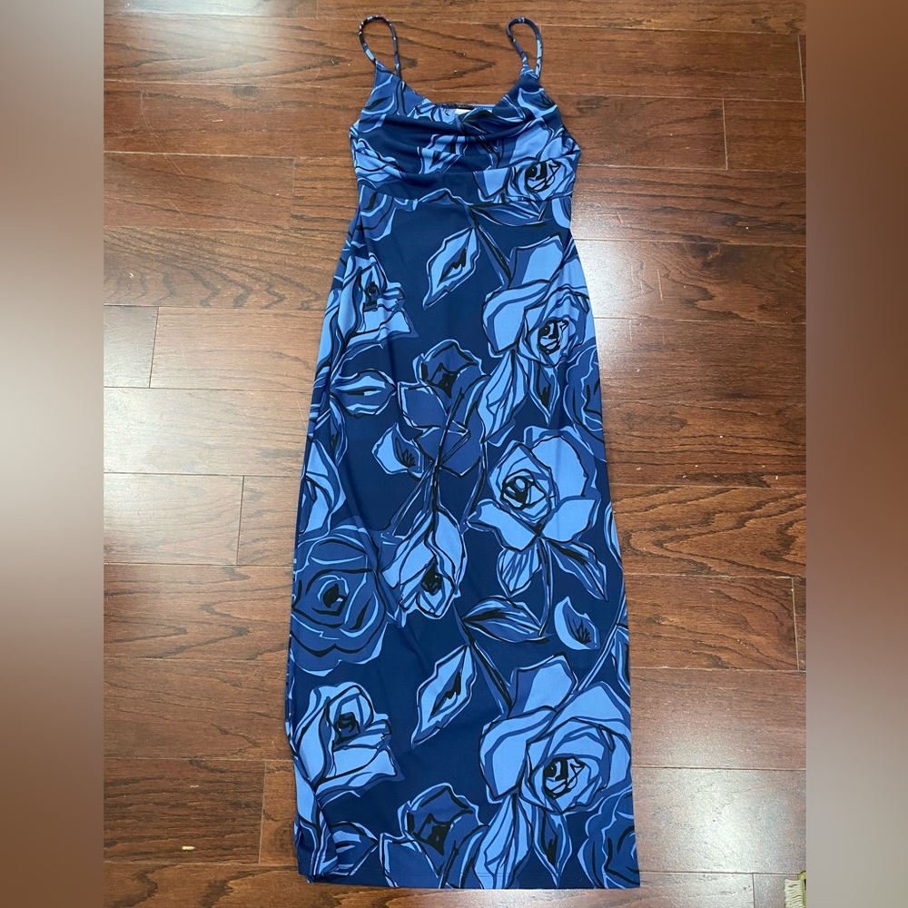 Vtg Y2K 90s Midi Slip Dress Size S  Cowl Neck Floral Feminine Fairy Whimsigoth